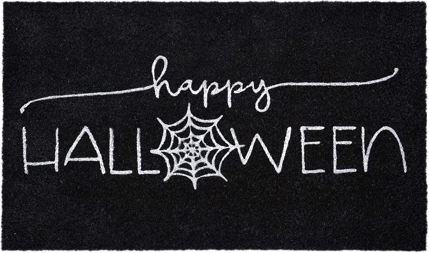 17" X 29" Black And White Halloween Halloween Happy Halloween Outdoor Coir Door Mat