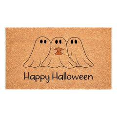 24" X 36" Black And Natural Halloween Halloween Happy Halloween Outdoor Coir Door Mat